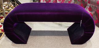 Appraisal: Hollywood Regency auberge velvet window bench having a rectangular seat