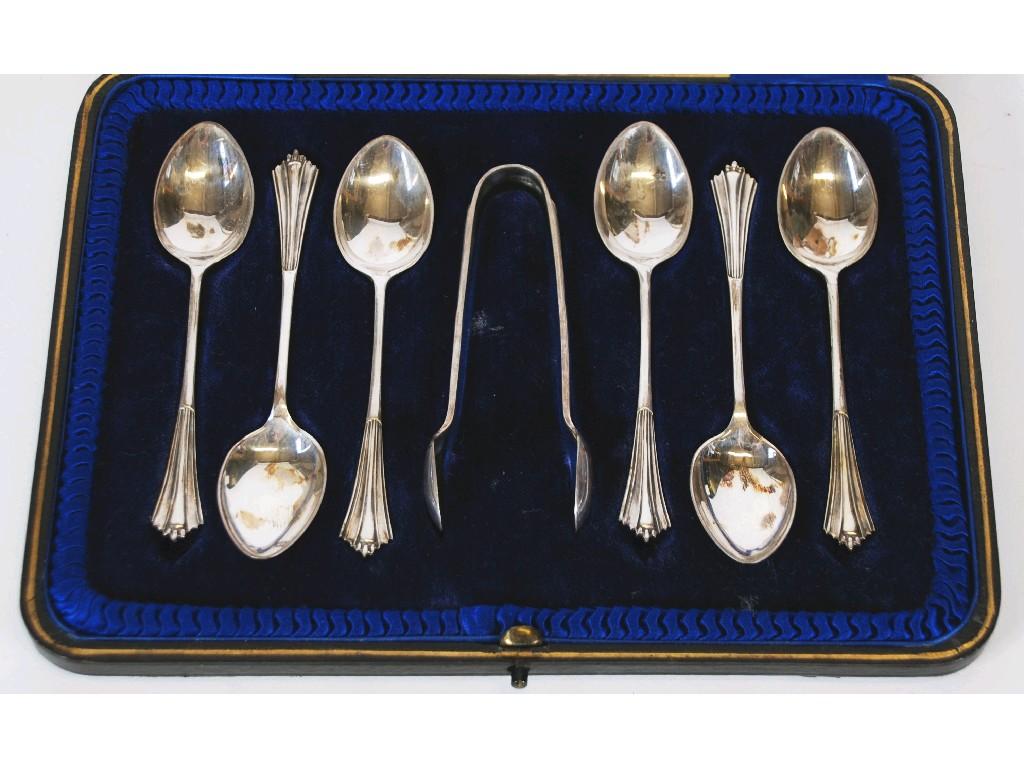 Appraisal: GEORGE V CASED SET OF SIX SILVER TEASPOONS AND SUGAR