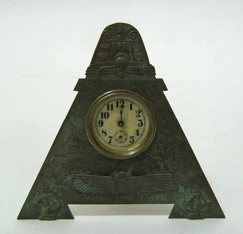 Appraisal: Tiffany Egyptian desk clock with bronze finish stamped on reverse