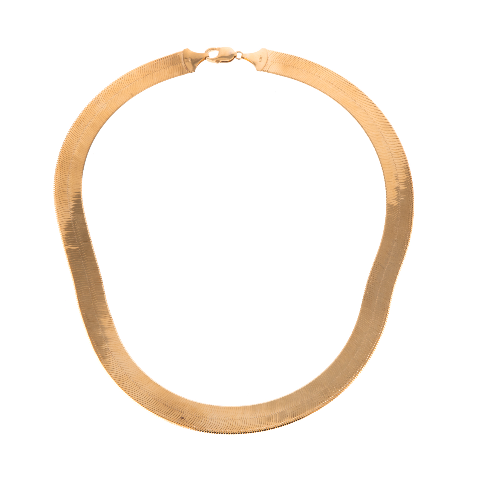 Appraisal: A WIDE HERRINGBONE LINK NECKLACE IN GOLD K yellow gold