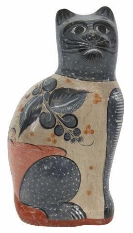 Appraisal: Tonala folk art pottery Mexico th c depicting seated cat