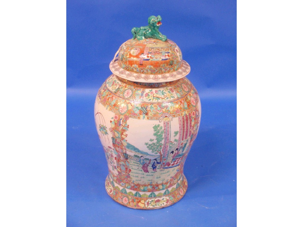 Appraisal: A large thC Chinese porcelain famille vert baluster vase with