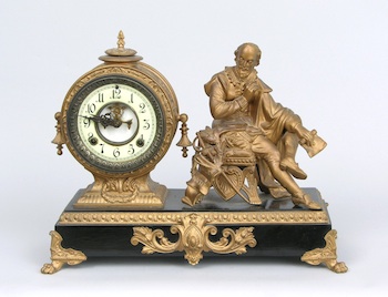 Appraisal: Ansonia Macbeth Figural Mantel Clock Black base with gold painted