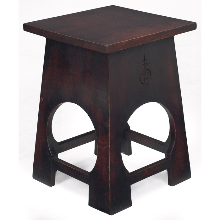 Appraisal: Roycroft tabouret square top over a splayed base with circular