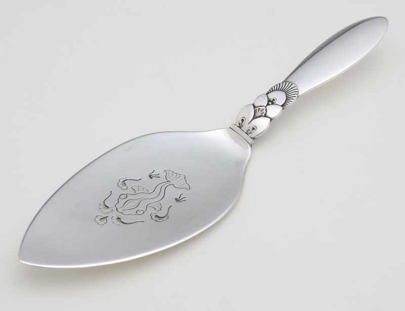 Appraisal: A Georg Jensen 'Cactus' silver pastry server - Copenhagen with