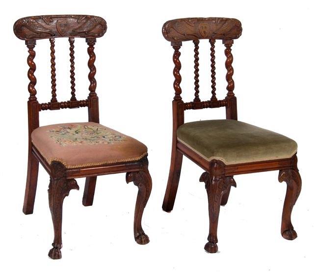 Appraisal: A SET OF FOUR VICTORIAN CARVED OAK DINING CHAIRS each