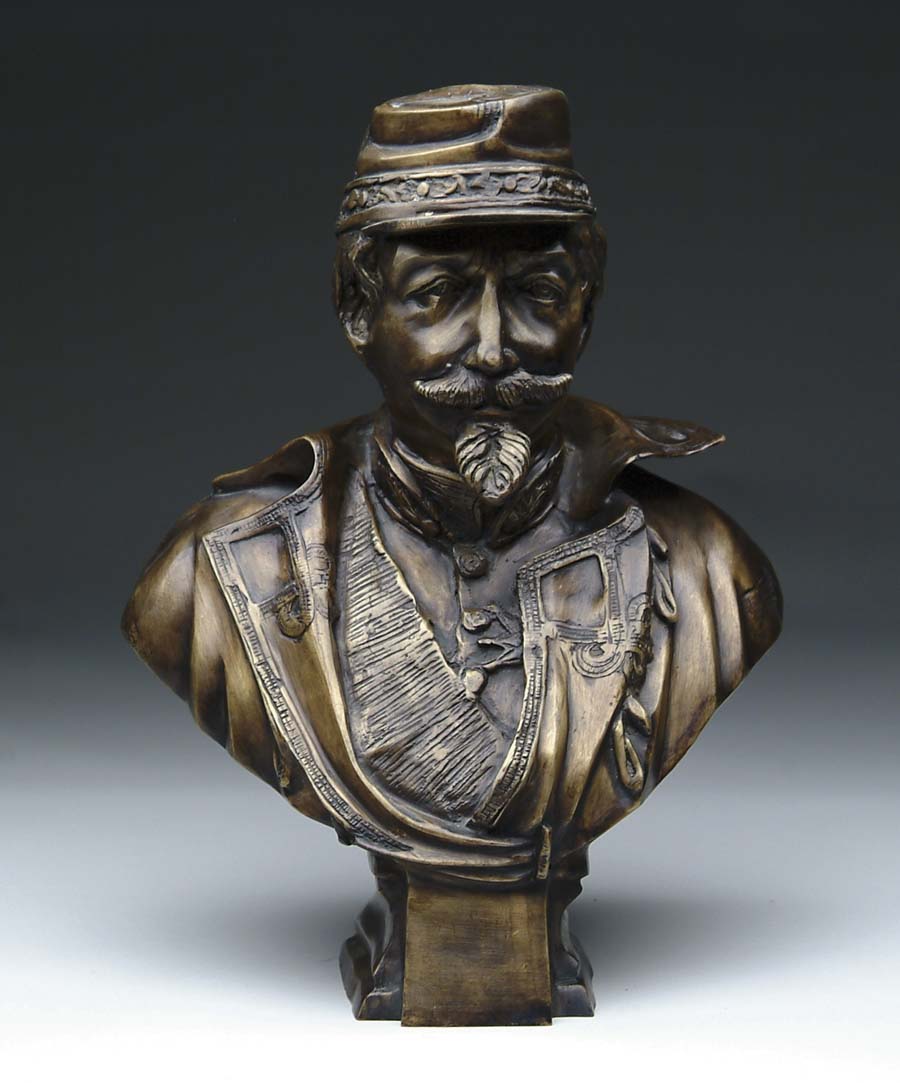 Appraisal: BRONZE BUST OF SOLDIER WEARING KEPI Chest up view of