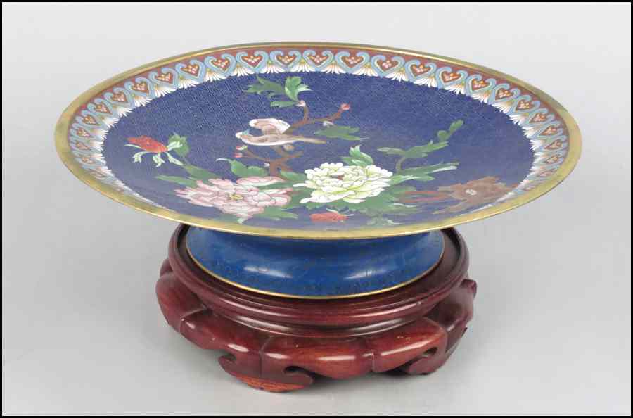 Appraisal: JAPANESE CLOISONNE PEDESTAL DISH Raised on a '' stand ''