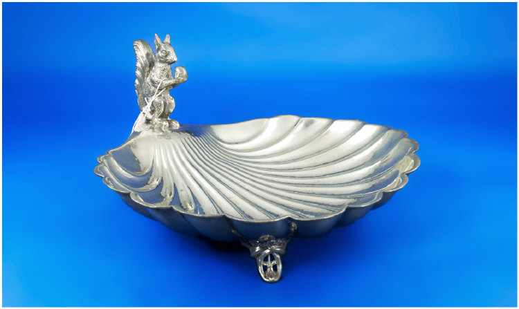 Appraisal: Pewter Nut Dish Shell Shaped With The Handle In The