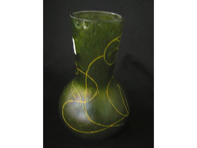 Appraisal: Loetz Art Glass Vase iridescent green butterfly wing texture with