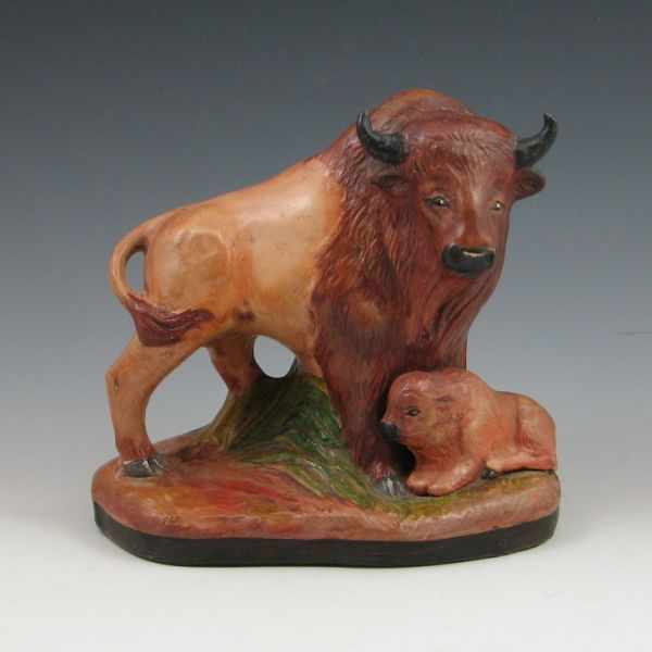 Appraisal: Rick Wisecarver buffalo figurine with calf Marked Rick W Wihoa's