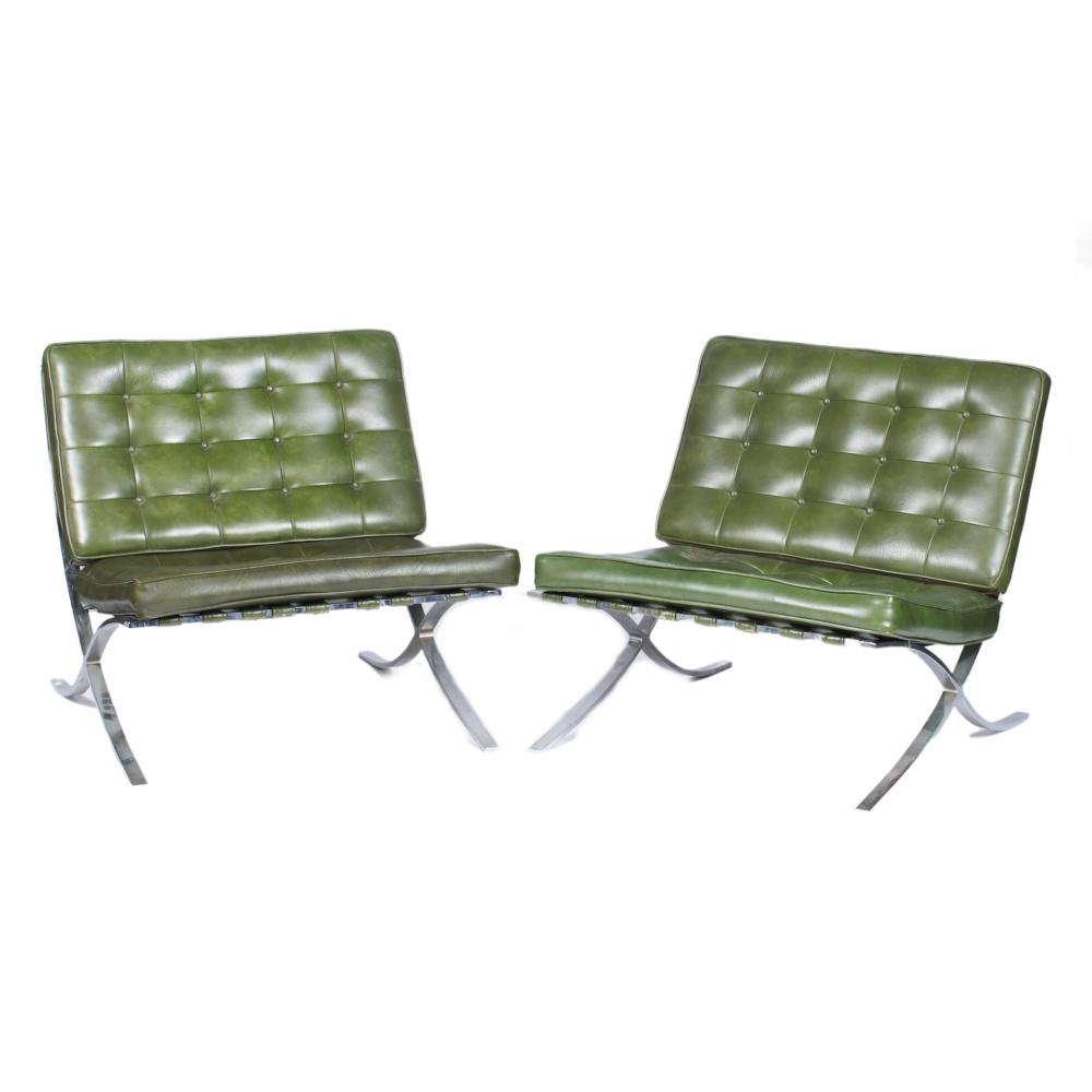 Appraisal: PAIR VINTAGE MID CENTURY LUDWIG MIES VAN DER ROHE BARCELONA