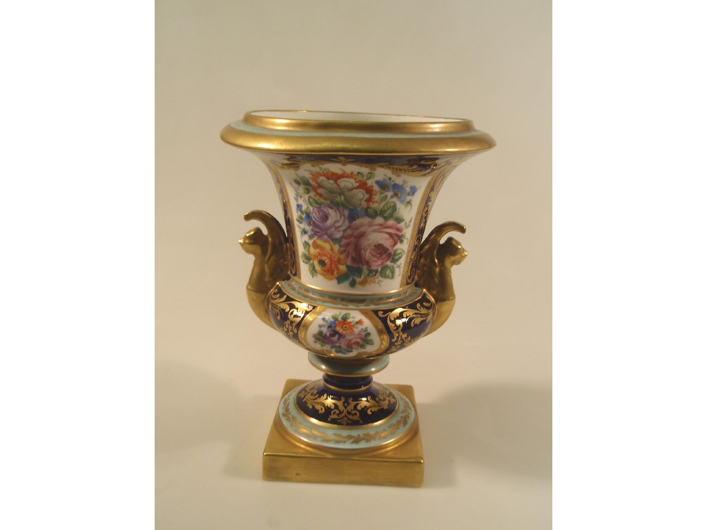 Appraisal: A thC French porcelain campana vase with gilt caryatid handles