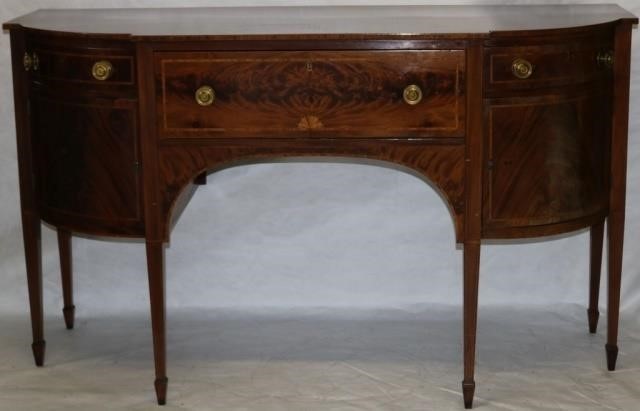 Appraisal: CA AMERICAN FEDERAL STYLE INLAID MAHOGANYSIDEBOARD CUT-OUT D-SHAPED TOP LARGE