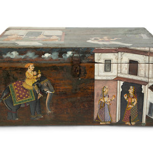 Appraisal: An Indian Painted Chest TH CENTURY Height x width x