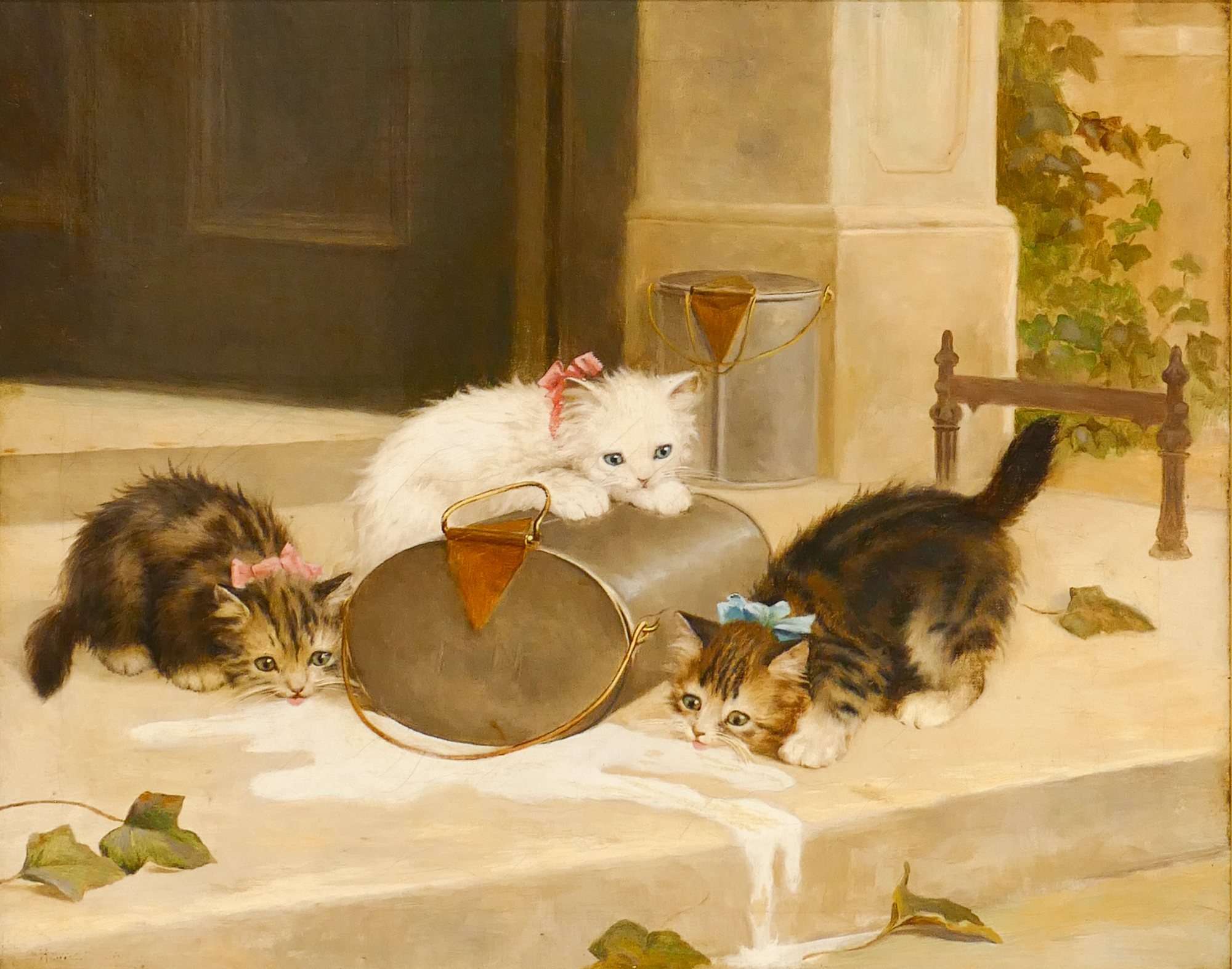 Appraisal: Henriette Ronner - Netherlands 'Milk Delivery' Oil on Canvas Painting