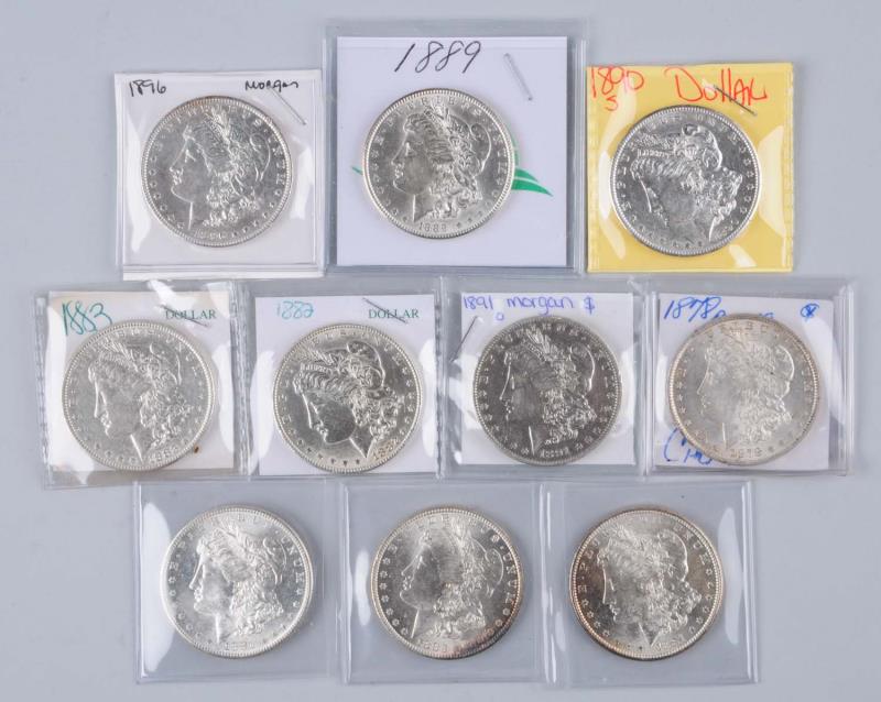 Appraisal: Lot Of Morgan Silver Dollars Reverse AU two S MS