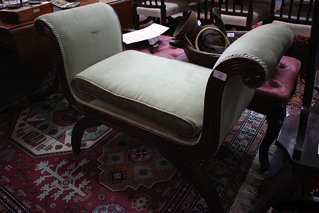 Appraisal: AN ANTIQUE ROSEWOOD WINDOW SEAT with reeded scrolling ends and