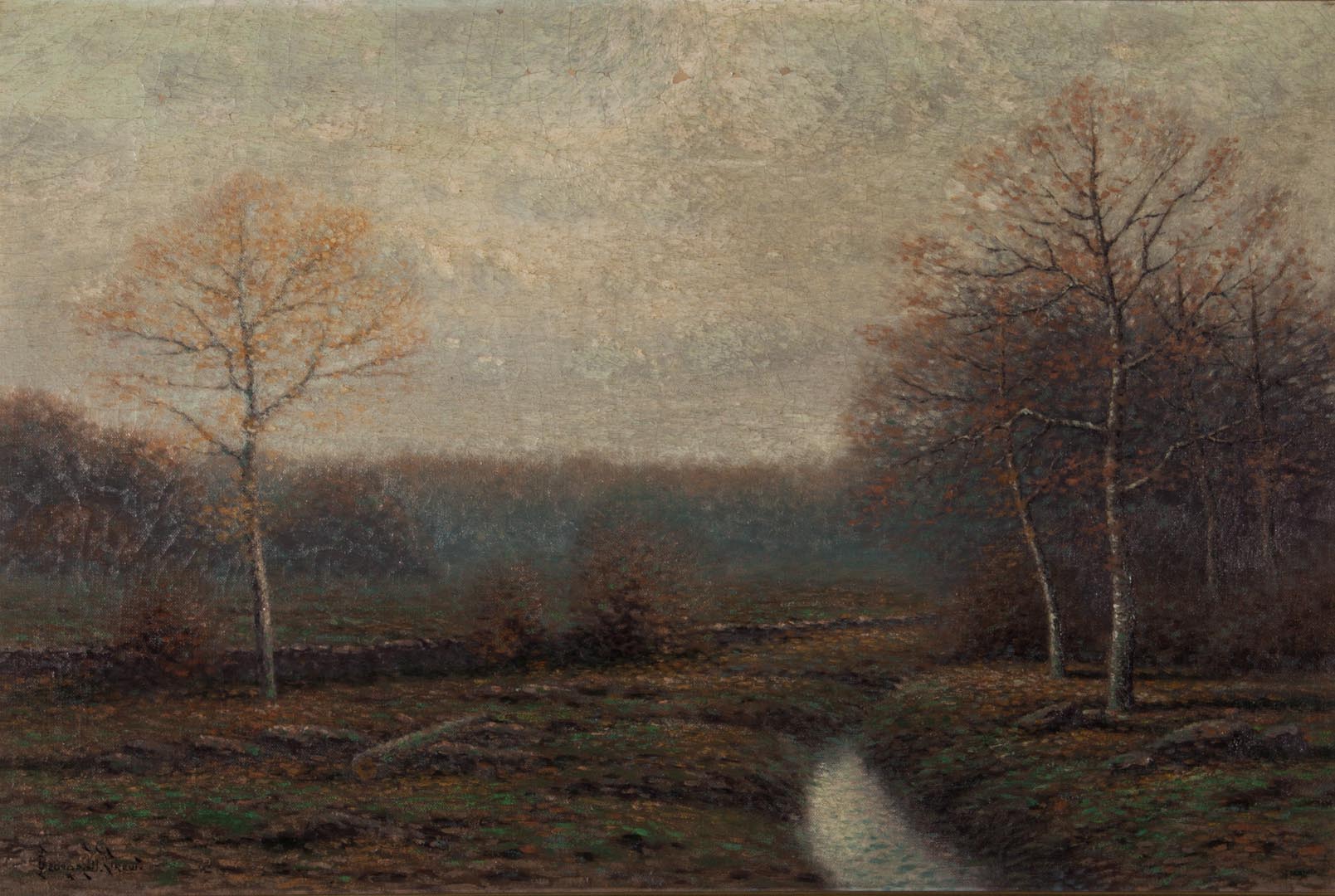 Appraisal: George W Drew Landscape oil on canvas American - Autumn