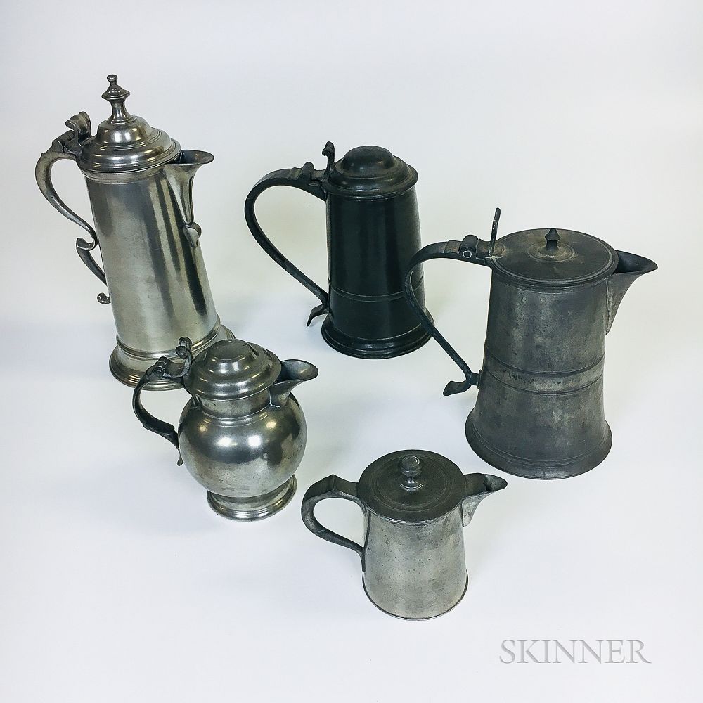 Appraisal: Five British Pewter Vessels Five British Pewter Vessels including an