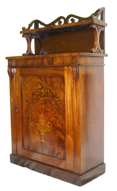 Appraisal: Small th century mahogany chiffonier the pierced fret scroll gallery