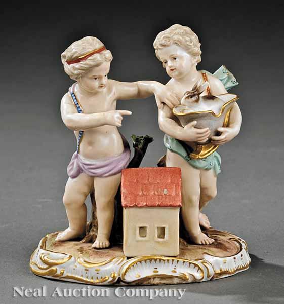 Appraisal: A Meissen Porcelain Polychrome and Gilt-Decorated Figural Group of Cherubs