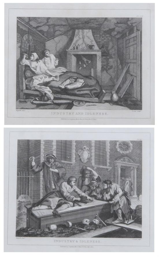 Appraisal: AFTER WILLIAM HOGARTH British - Industry and Idleness Six black