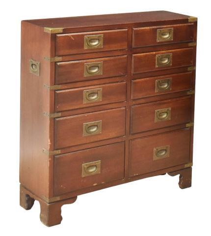 Appraisal: Campaign style mahogany chest mid th c fitted with ten