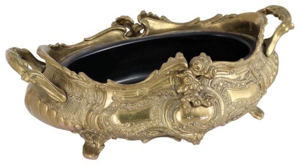 Appraisal: LOUIS XV STYLE BRONZE JARDINIERE TOLE LINERLouis XV style bronze