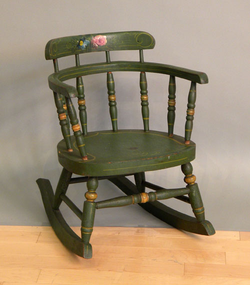 Appraisal: Paint decorated child's rocker late th c h