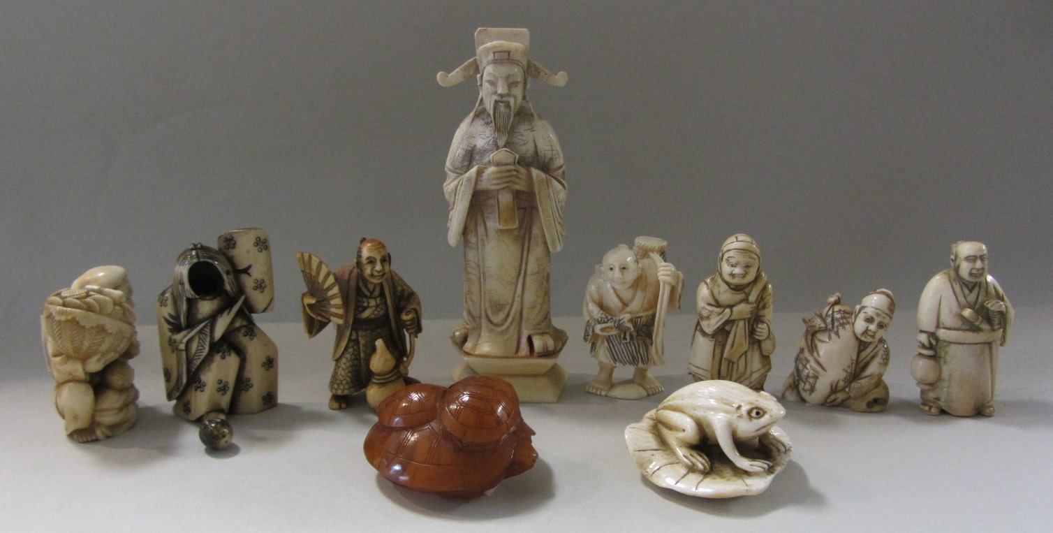 Appraisal: A group of ten netsuke late th th century comprising