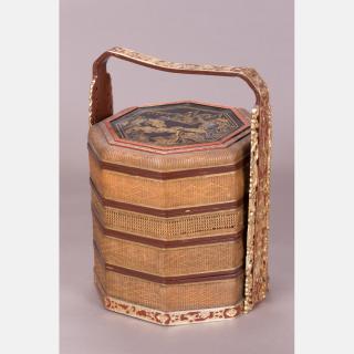 Appraisal: A Chinese Woven and Lacquered Four Tier Lunch Box th