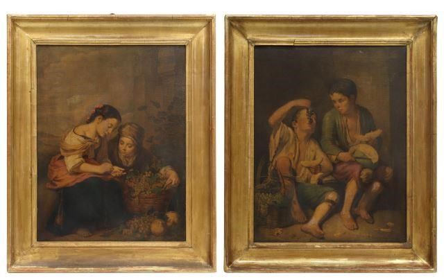 Appraisal: lot of Framed oleograph on canvas after Bartolome Esteban Murillo