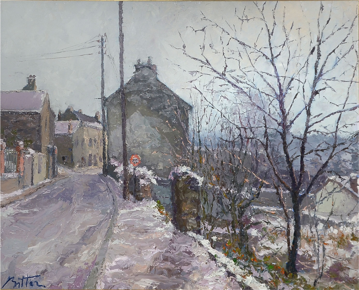 Appraisal: BITTAR Pierre French - European Winter City Street Scene O