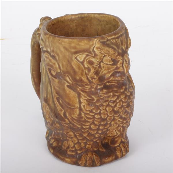 Appraisal: Rookwood owl form art pottery mug designed by William Purcell