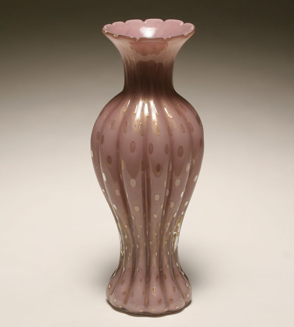 Appraisal: Large Murano lavendar glass baluster form vase AVEM style Fine