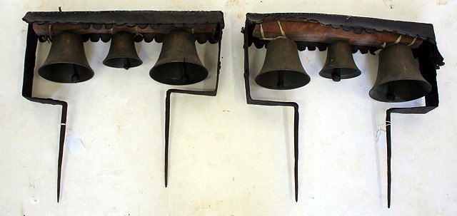 Appraisal: TWO TH CENTURY SETS OF THREE HORSE BELLS each on