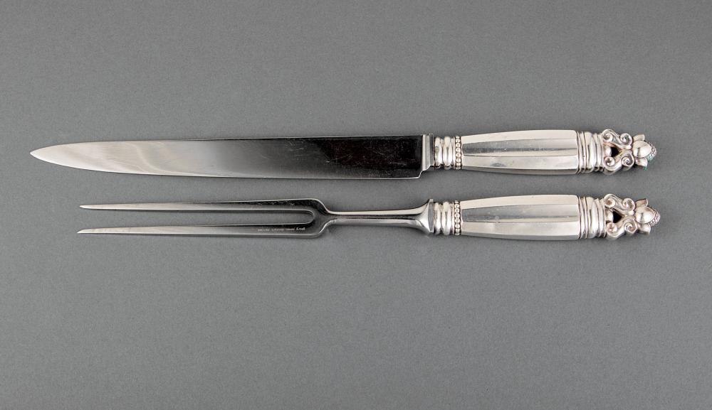 Appraisal: Georg Jensen Acorn Pattern Sterling Silver Carving Knife and Fork