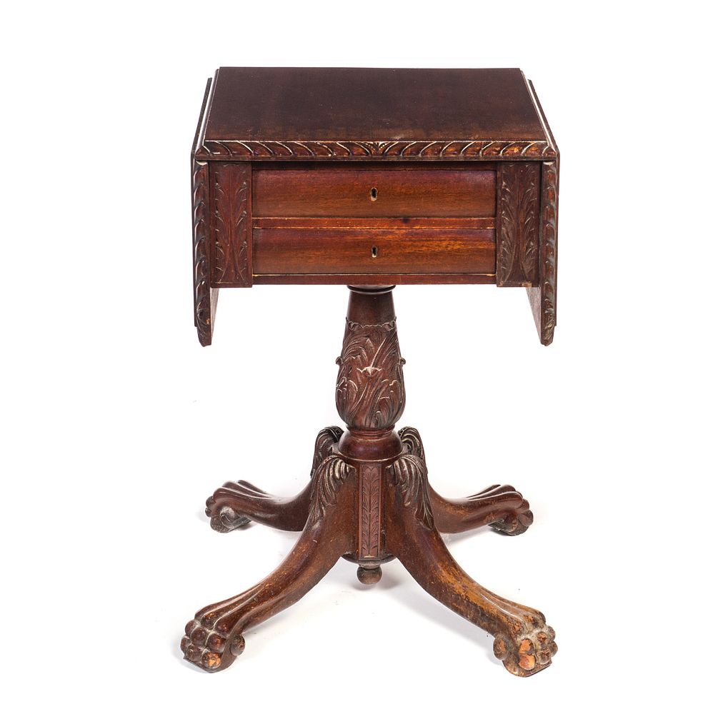 Appraisal: Acanthus Carved Mahogany Night Stand Acanthus Carved Mahogany Night Stand