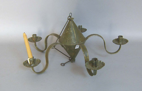 Appraisal: Reproduction tin five-arm chandelier dia Provenance Collection of Richard and