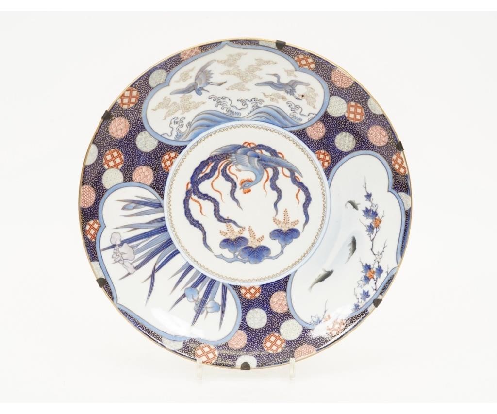 Appraisal: Large Imari charger decorated with birds fish and iris th