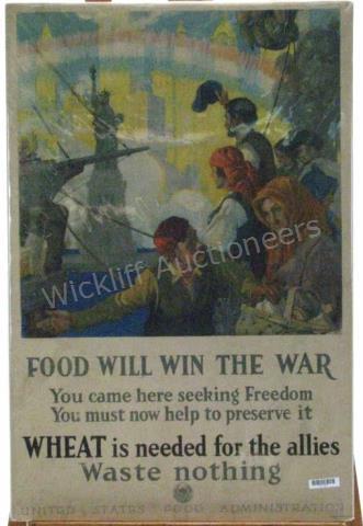 Appraisal: WW I U S Food Administration Poster Food will win