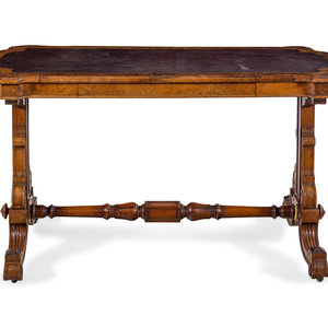 Appraisal: An Early Victorian Burl Walnut Library Table Mid- th Century