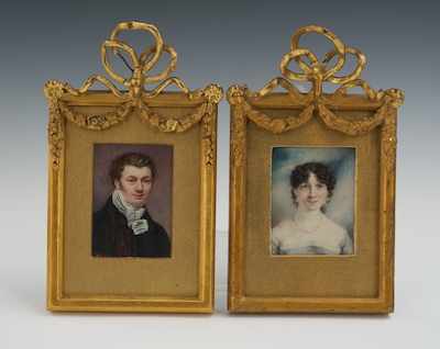 Appraisal: A Pair of Framed Miniature Portraits British School th Century