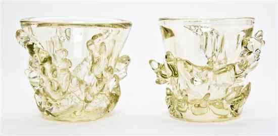 Appraisal: A Pair of Daum Glass Vases Modern each of tapering