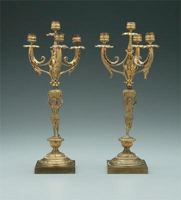 Appraisal: Pair four-cup gilt bronze candelabra each with three arms above