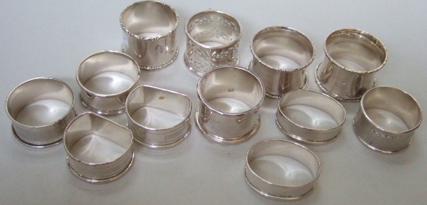 Appraisal: Twelve silver napkin rings various styles and dates