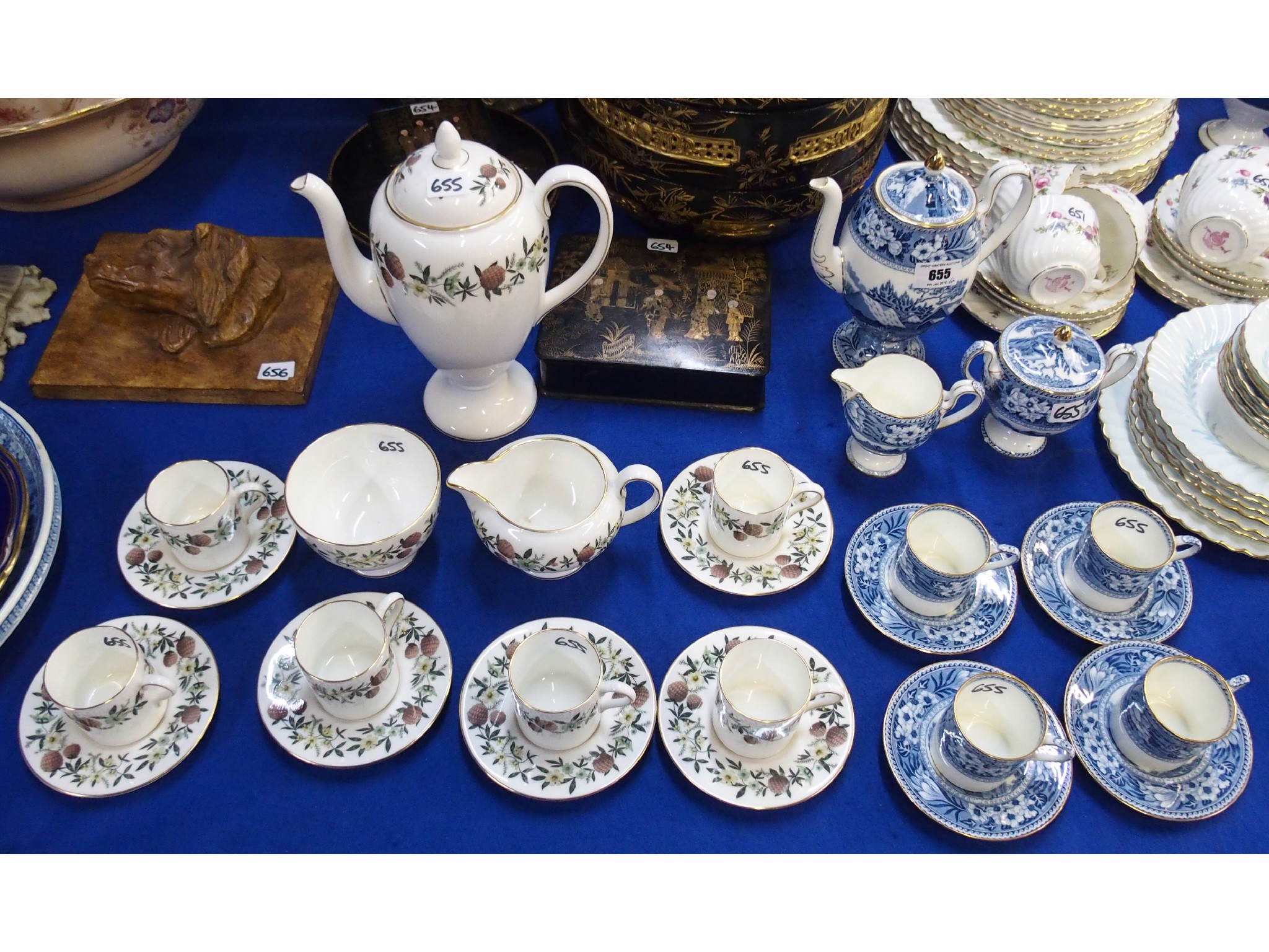 Appraisal: Lot comprising a Wedgwood 'Fallow Deer' blue and white coffee