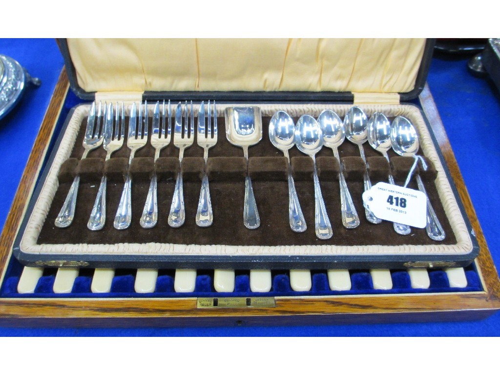 Appraisal: Lot comprising cased twenty four piece fish cutlery set and