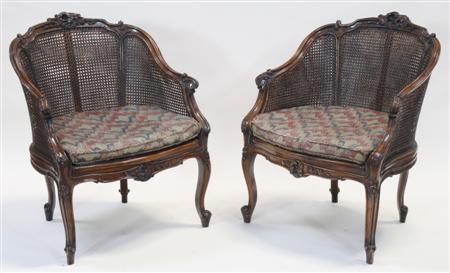 Appraisal: A pair of mahogany bergere tub chairs each with moulded